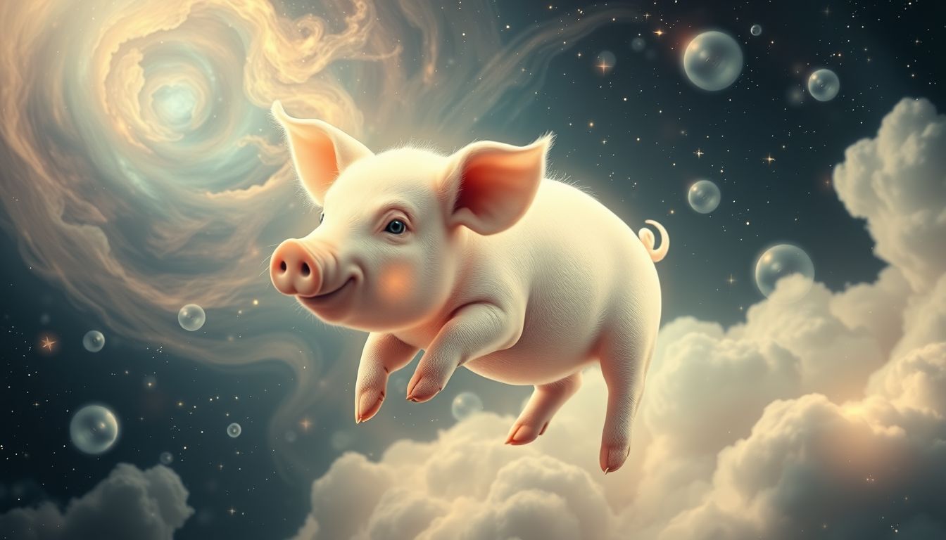 Ein weißes Schwein symbolisiert seltene Reinheit und außergewöhnliches Glück.