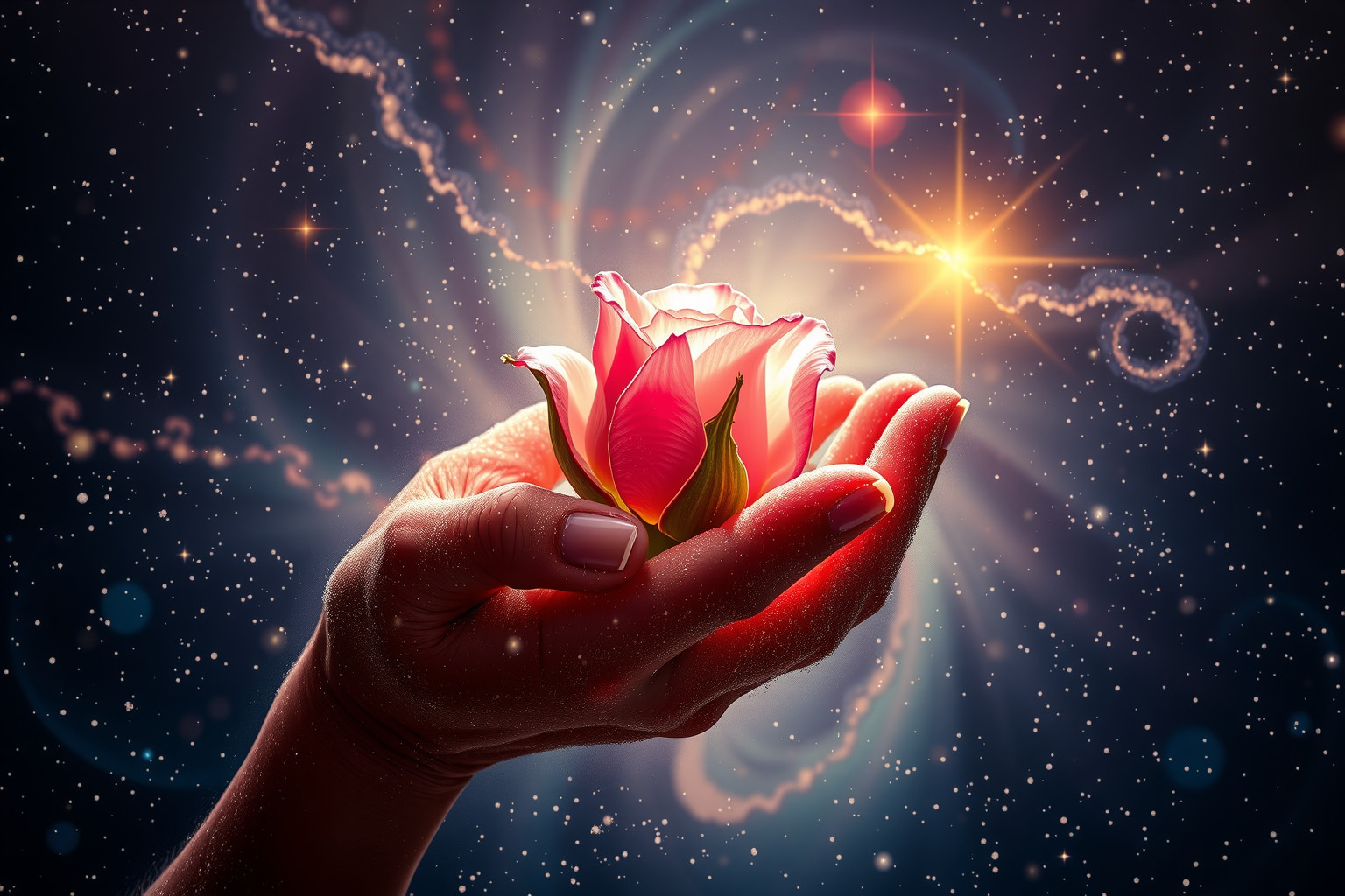 Eine Rosenknospe symbolisiert im Traum oft neue, zarte Liebe.