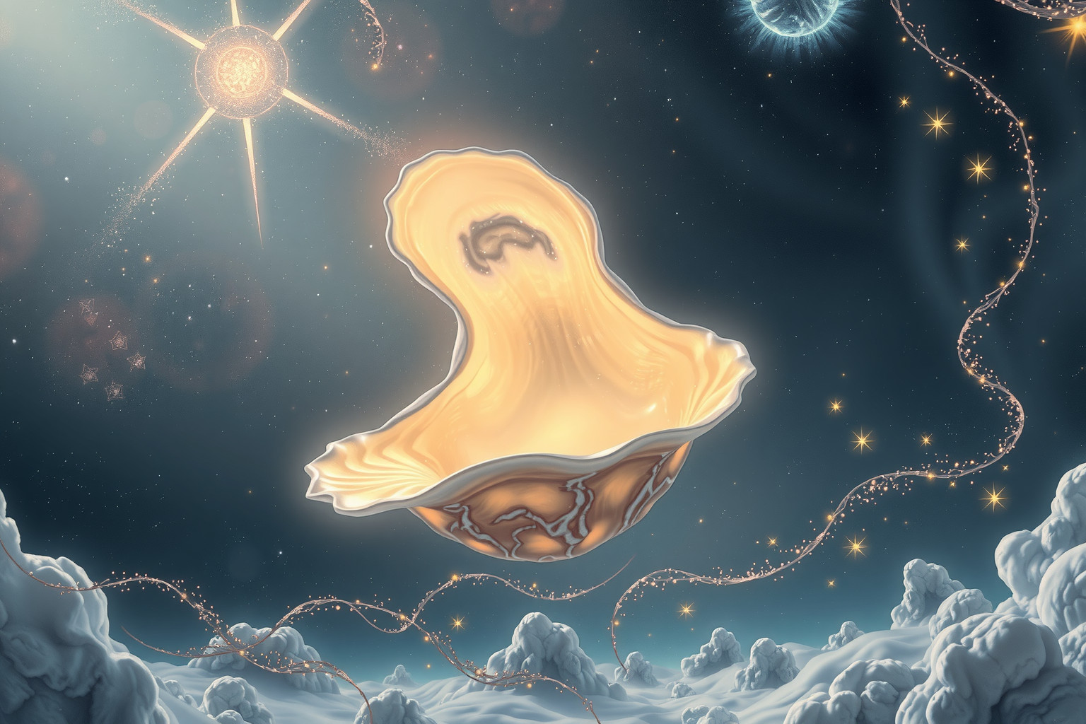 Eine riesige Auster symbolisiert unerwarteten Reichtum und Geheimnisse.