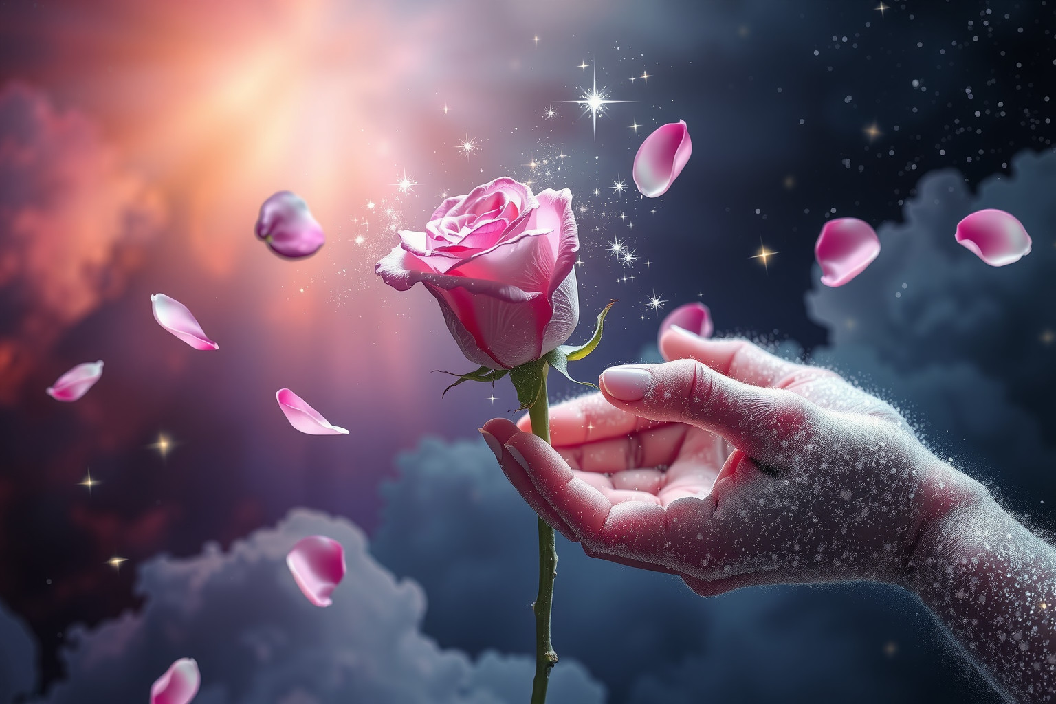 Das Schneiden einer Rosenknospe symbolisiert Neuanfang und Loslassen.