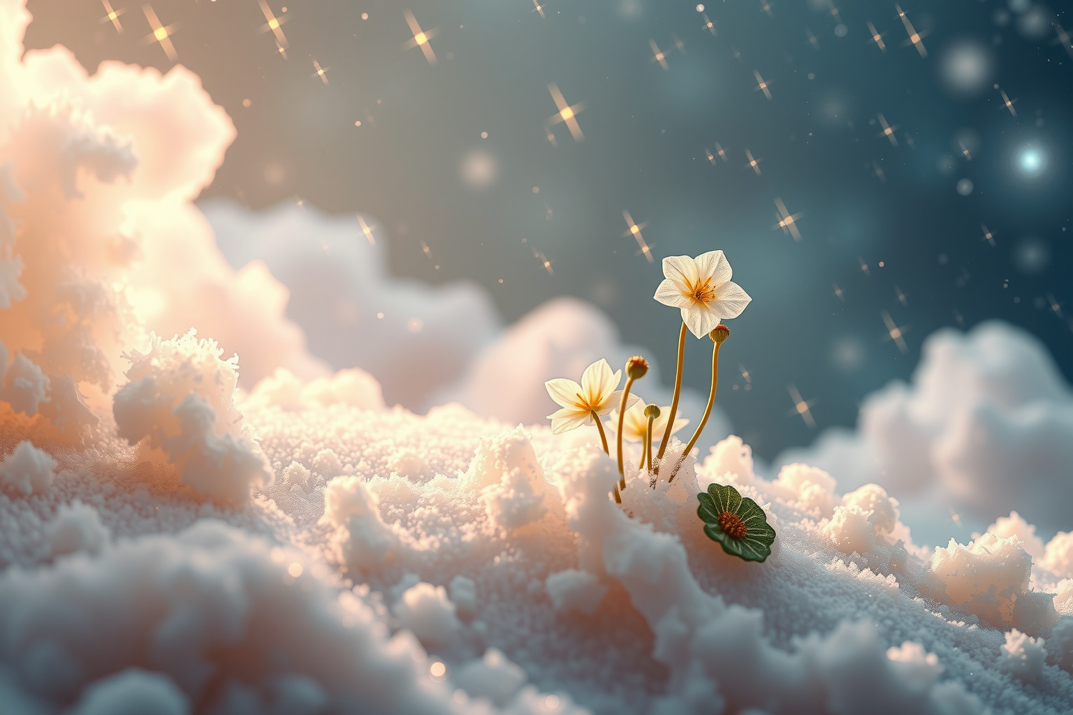 Leberblumen im Schnee symbolisieren Hoffnung trotz widriger Lebensumstände.