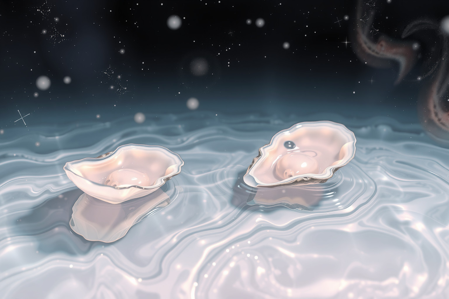 Austern in klarem Wasser symbolisieren Reinheit und verborgenes Glück.