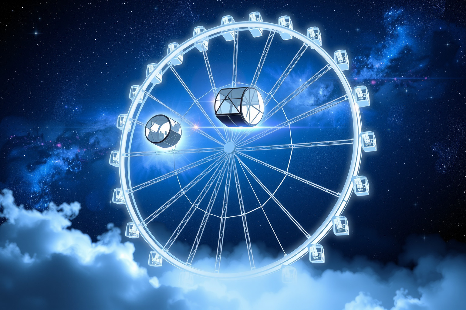 Das Riesenrad symbolisiert Lebenszyklen mit Höhen und Tiefen.