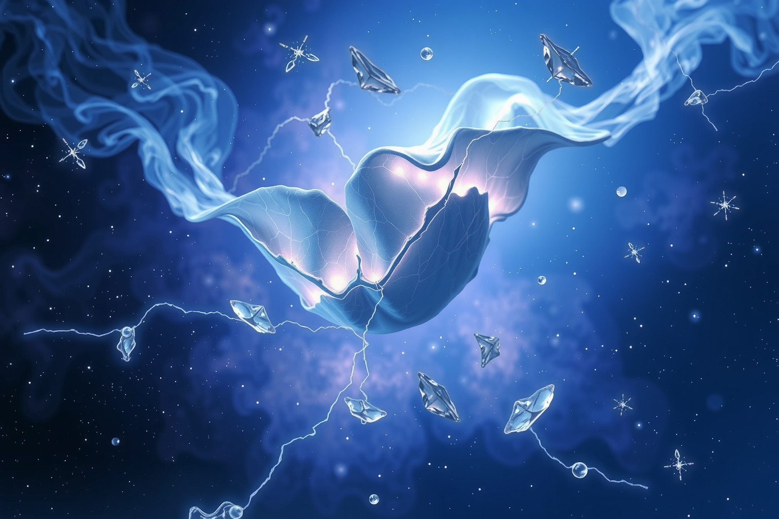 Runzeln, die zu Rissen werden, symbolisieren innere Zerbrechlichkeit.