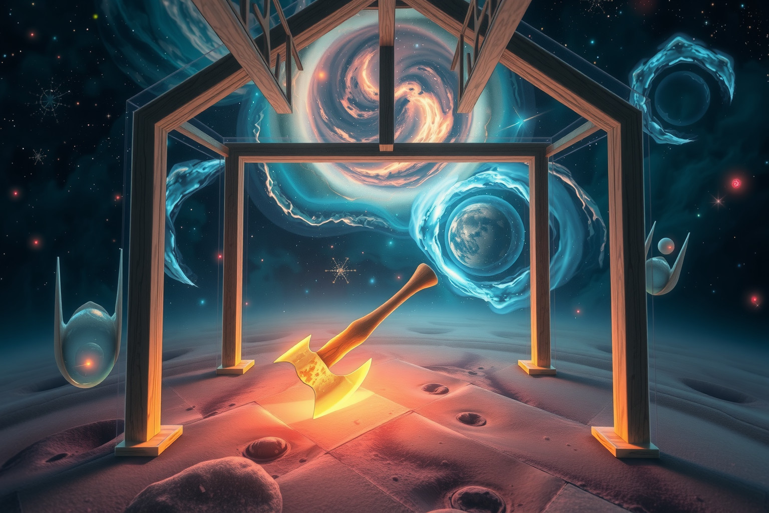 Eine Holzaxt im Haus symbolisiert innere Stärke und Schutz.