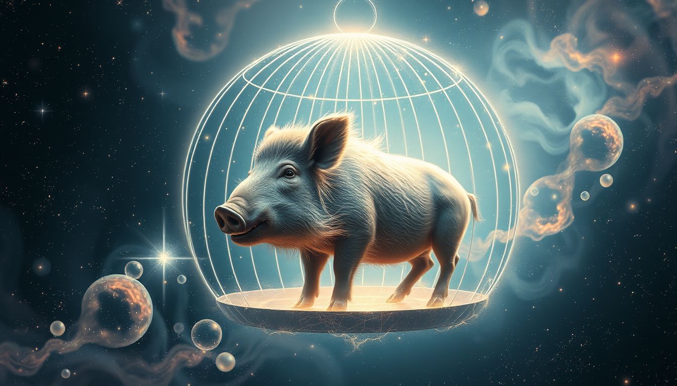 Einen Eber im Käfig zu sehen symbolisiert innere Konflikte und Kontrolle.