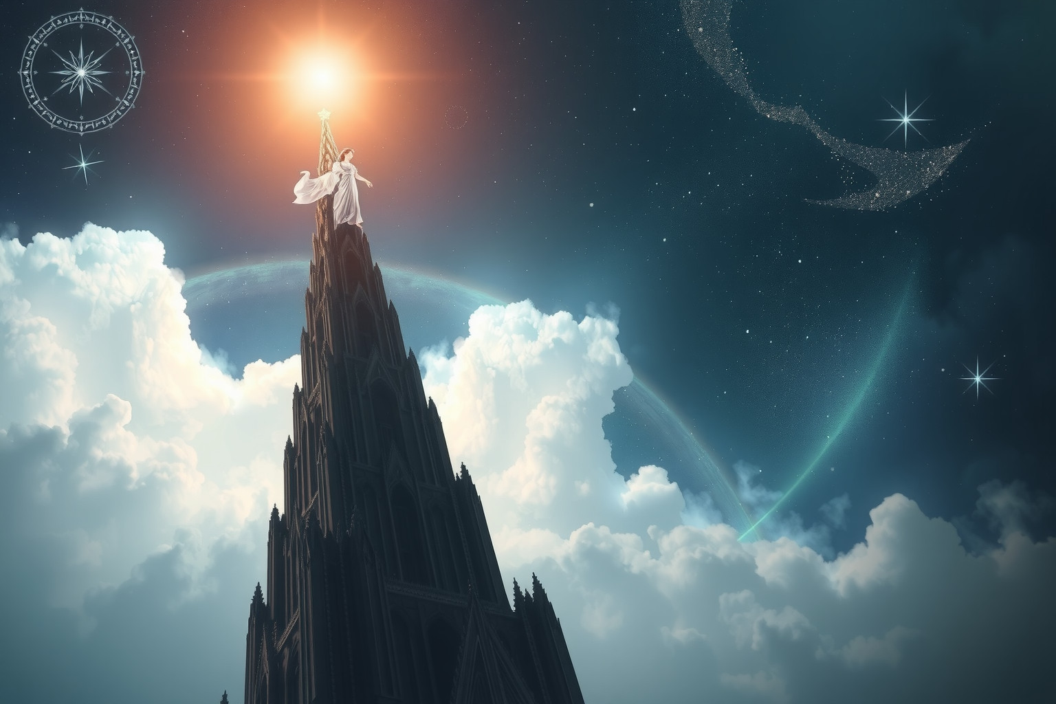 Der Aufstieg zur Kathedralenturm symbolisiert spirituelles Wachstum und Klarheit.