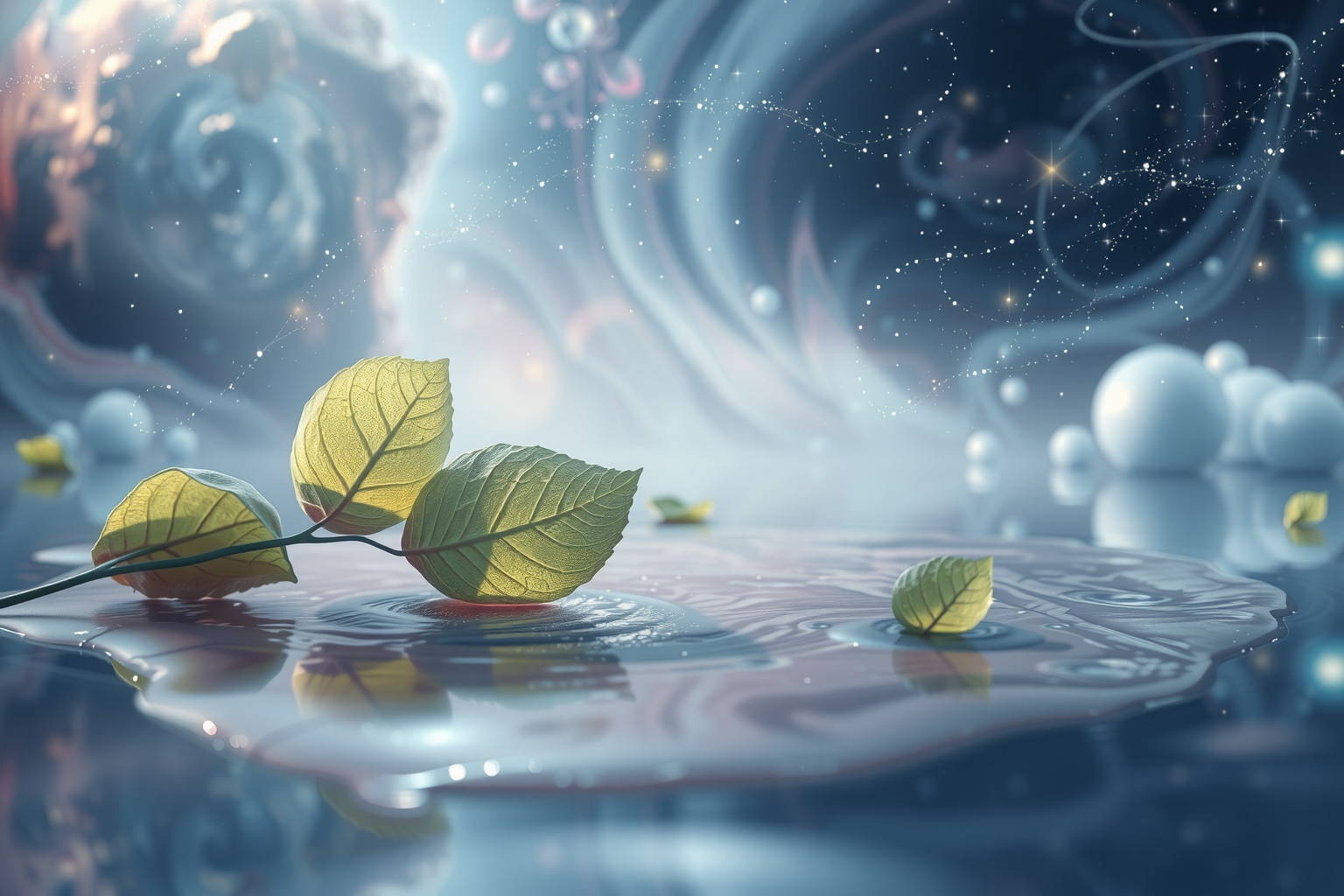 Eine von Blättern bedeckte Regenpfütze symbolisiert verborgene Gefühle.