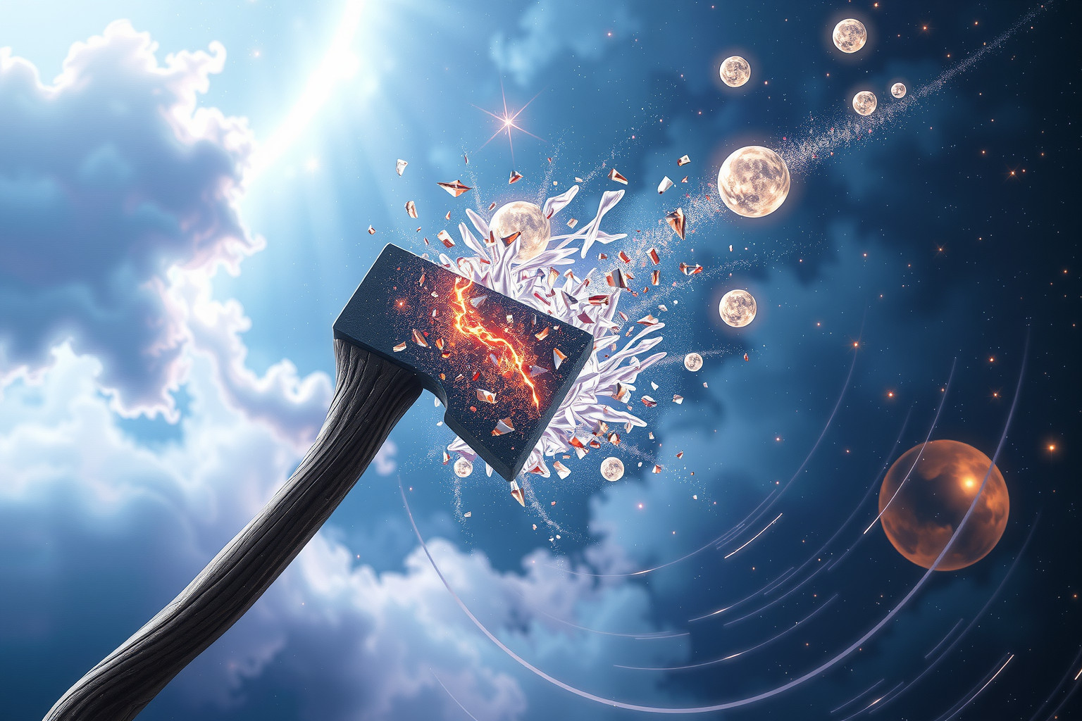 Das Zerbrechen mit Holzaxt symbolisiert oft radikale Veränderung im Traum.