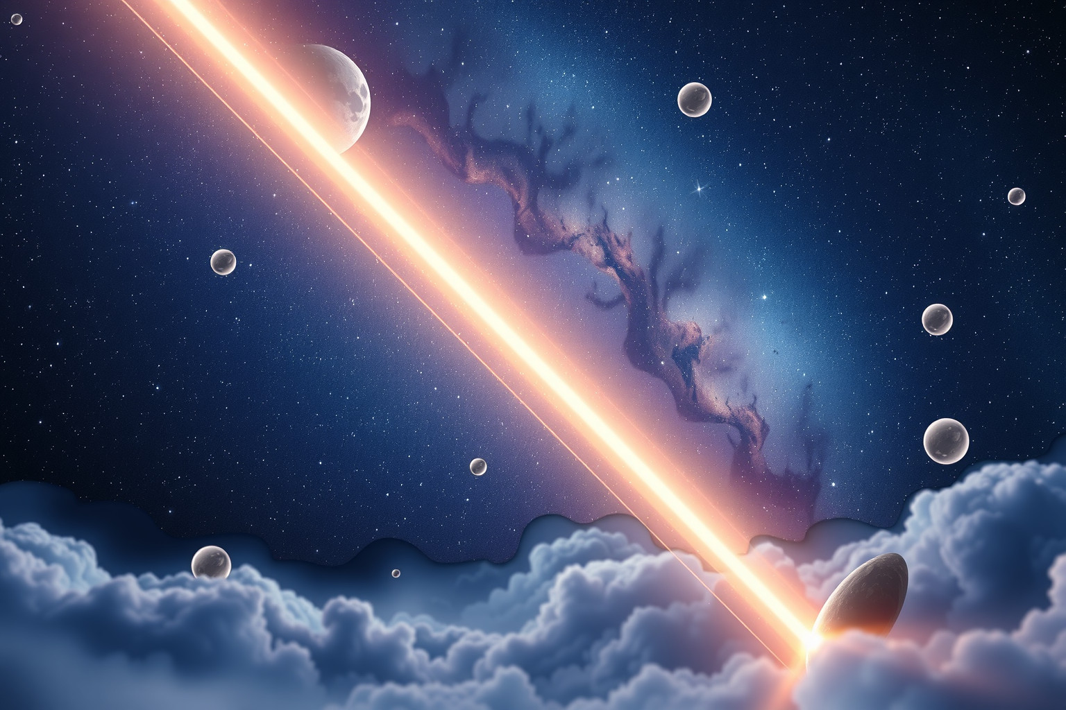 Ein Schlauch in den Himmel symbolisiert spirituelles Wachstum und Verbindung.