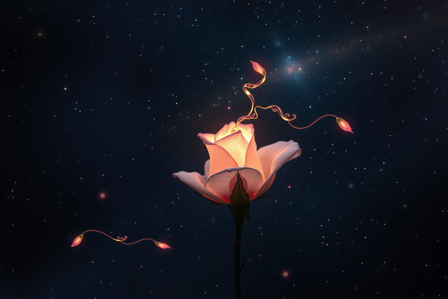 Eine sprechende Rosenknospe symbolisiert verborgene Wünsche und Geheimnisse.