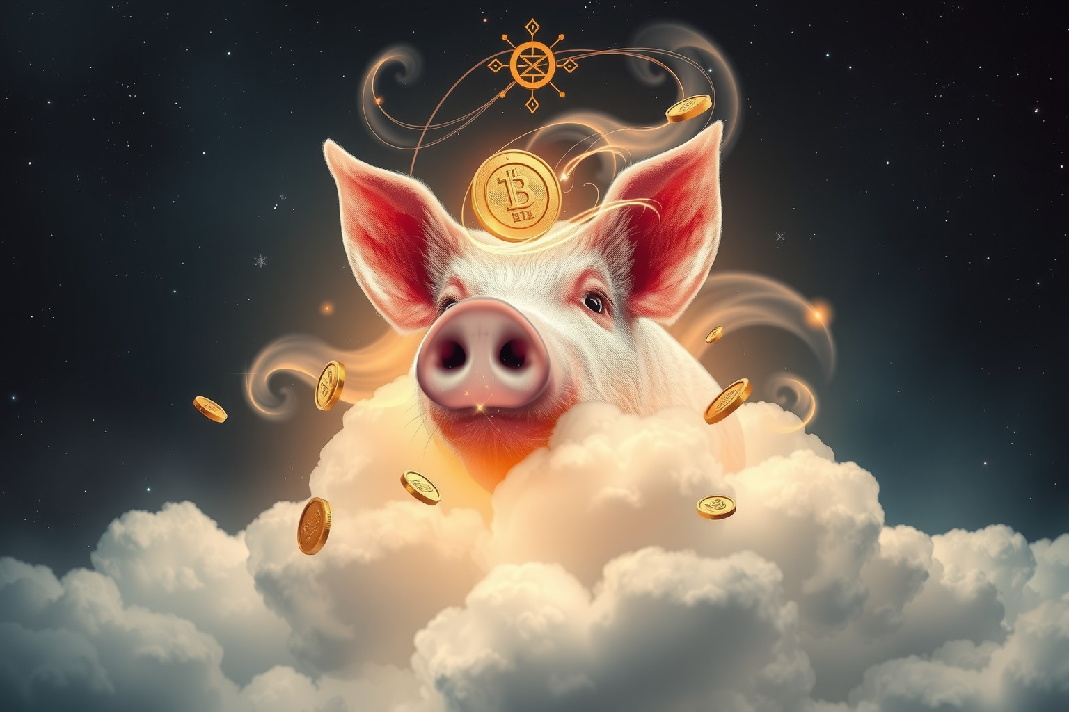 Eine Schweineschnauze im Geldtraum symbolisiert finanziellen Gewinn und Glück.