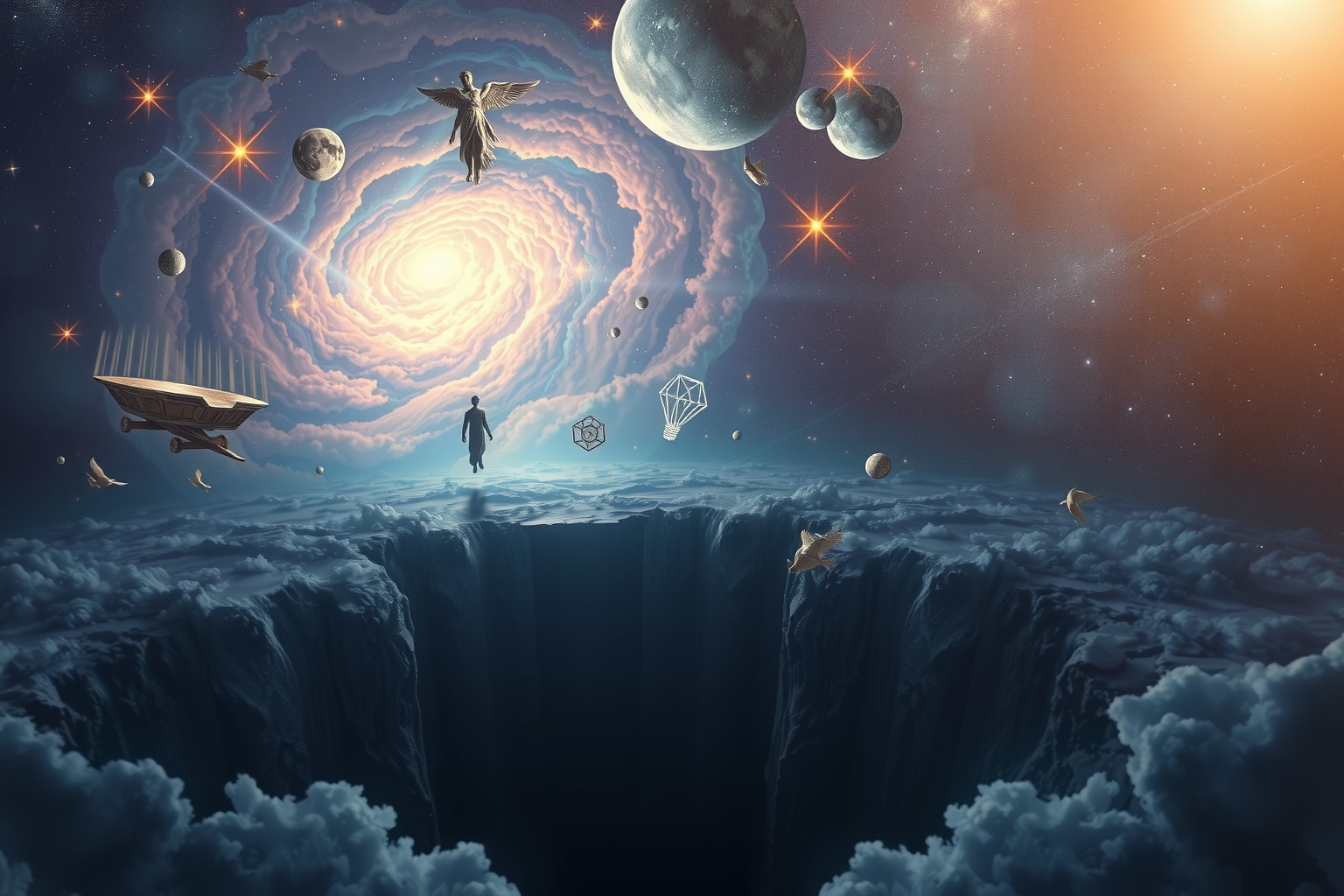 Der Abgrund symbolisiert oft die existenzielle Sinnsuche im Traum.