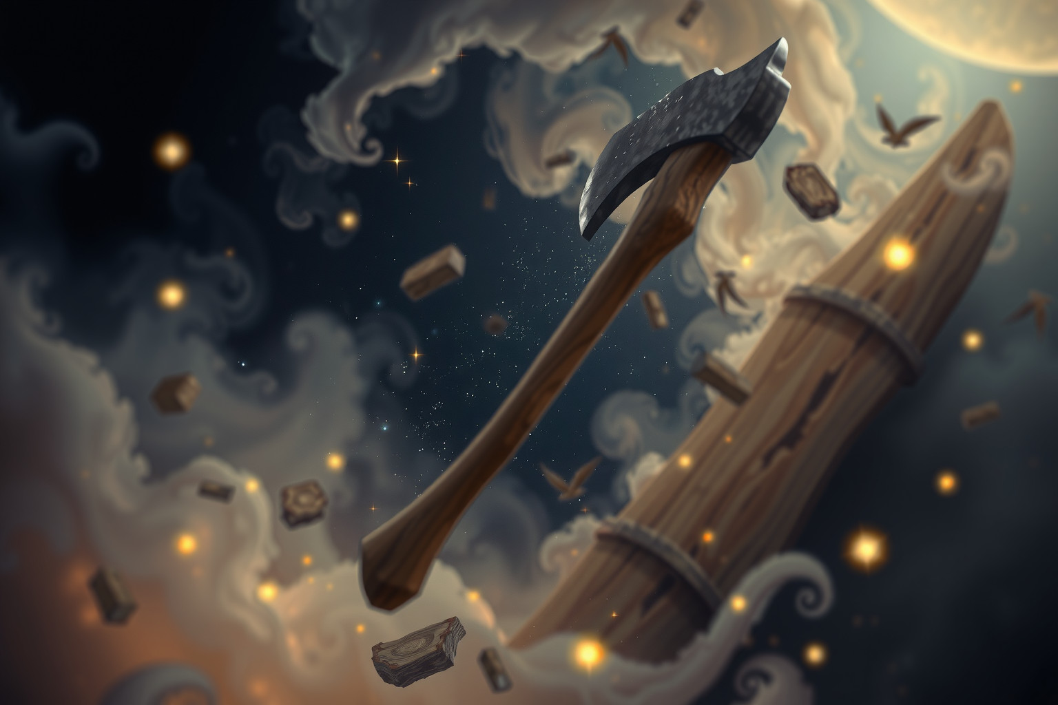 Eine stumpfe Holzaxt symbolisiert im Traum blockierte Handlungsfähigkeit.