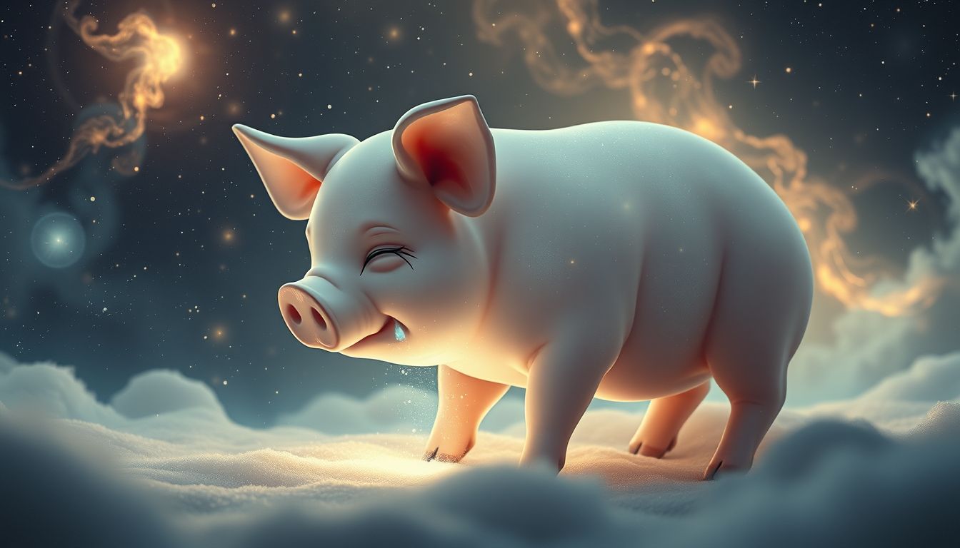 Ein weinendes Schwein symbolisiert unerwartete Traurigkeit oder Verlust.