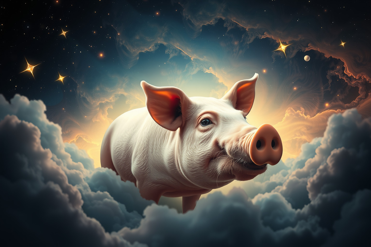 Eine große Schweineschnauze symbolisiert oft bevorstehenden Wohlstand.