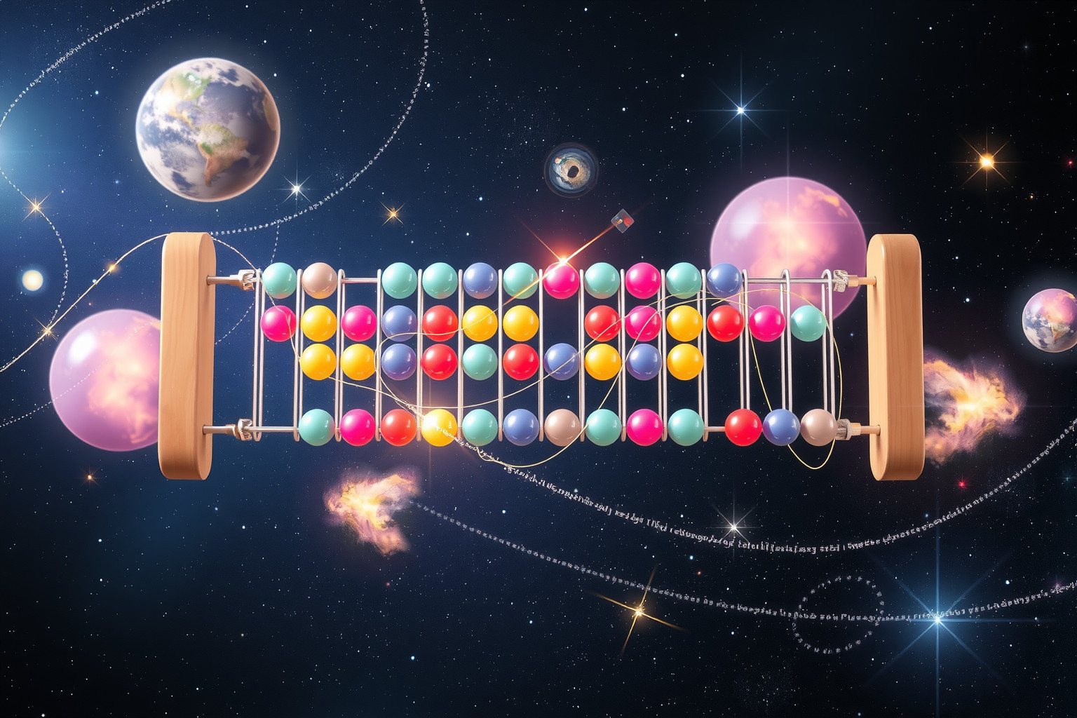Bunte Kugeln im Abakus symbolisieren kreative Vielfalt und Ideenreichtum.