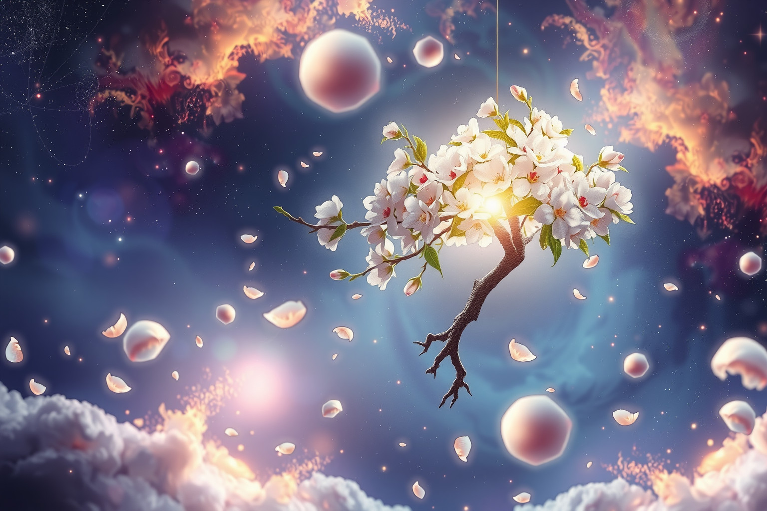 Ein blühender Obstbaum symbolisiert Wachstum, Hoffnung und Neubeginn.