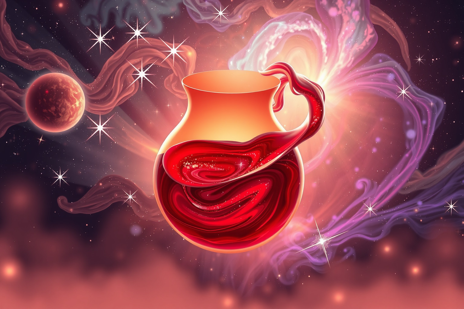 Ein Wein-Gefäß symbolisiert Leidenschaft, Genuss und innere Wandlung.
