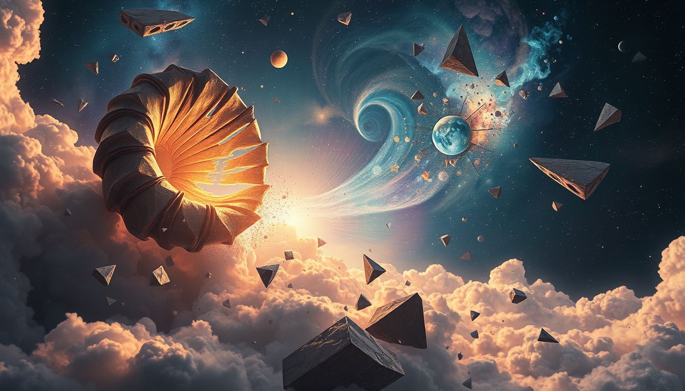 Ein verzerrtes Grammophon symbolisiert innere Konflikte und Verwirrung.
