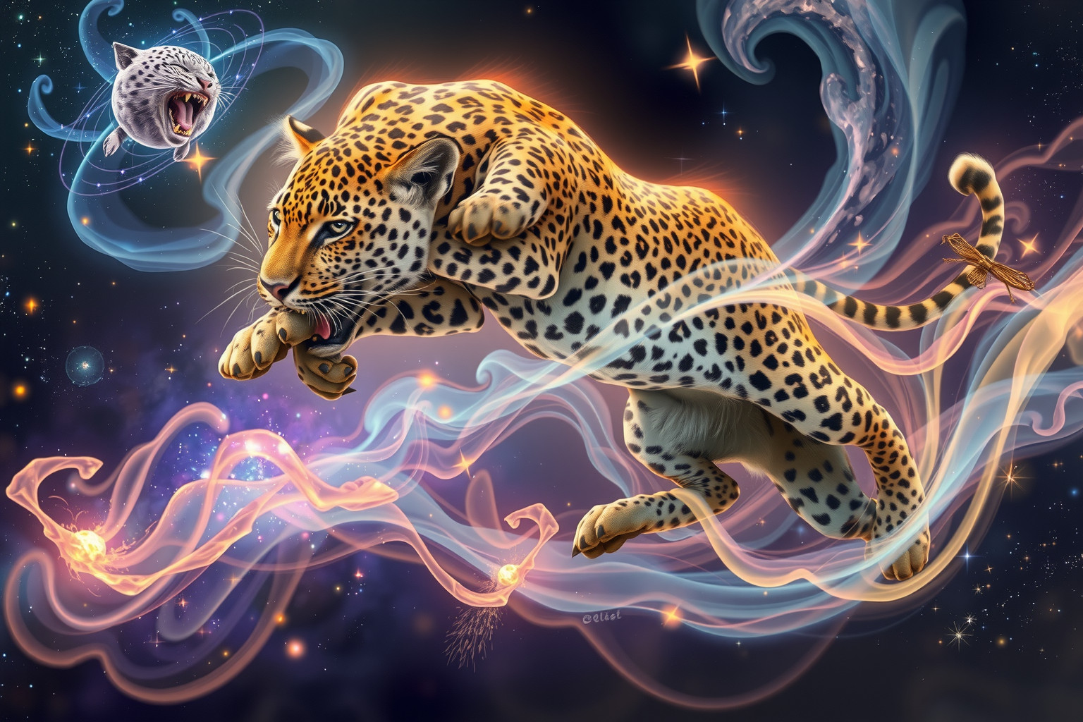 Ein angreifender Leopard symbolisiert plötzliche Herausforderungen im Leben.