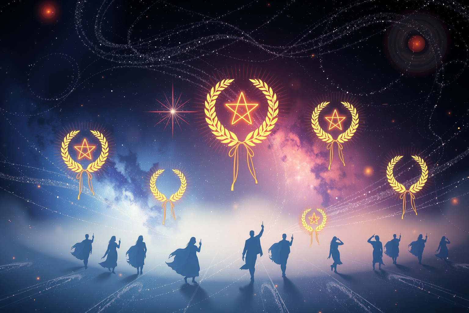 Ein Lorbeerkranz symbolisiert Triumph und öffentliche Anerkennung im Traum.