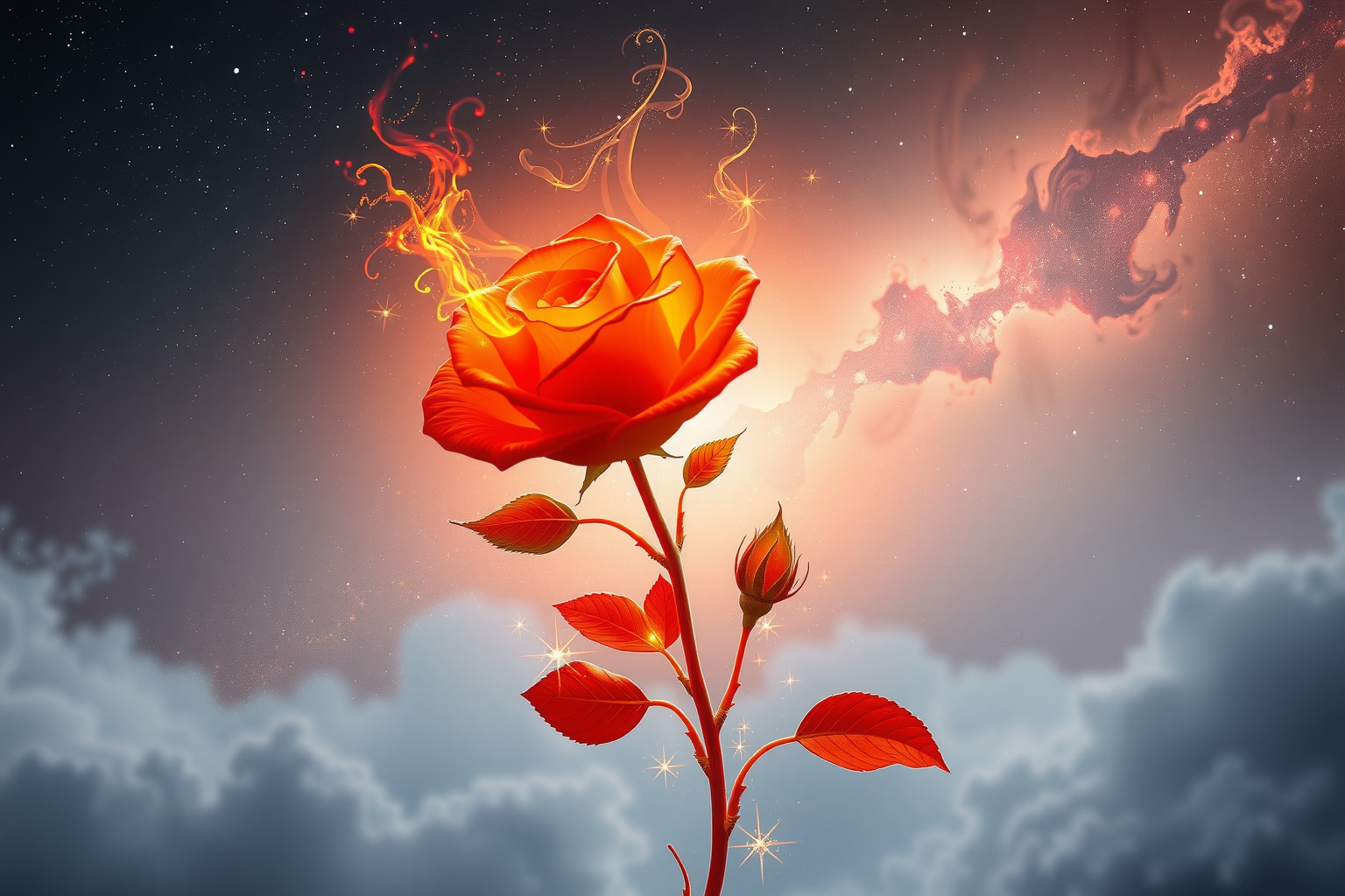 Ein orangefarbener Rosenbusch symbolisiert lebhafte Kreativität und Leidenschaft.