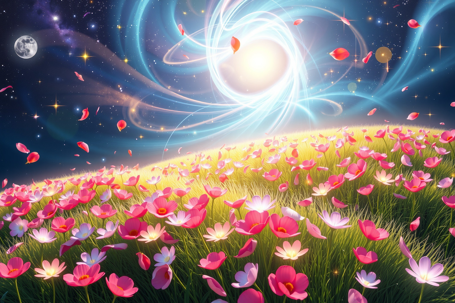 Ein blumenreicher Rasen symbolisiert Harmonie, Glück und Lebensfreude.