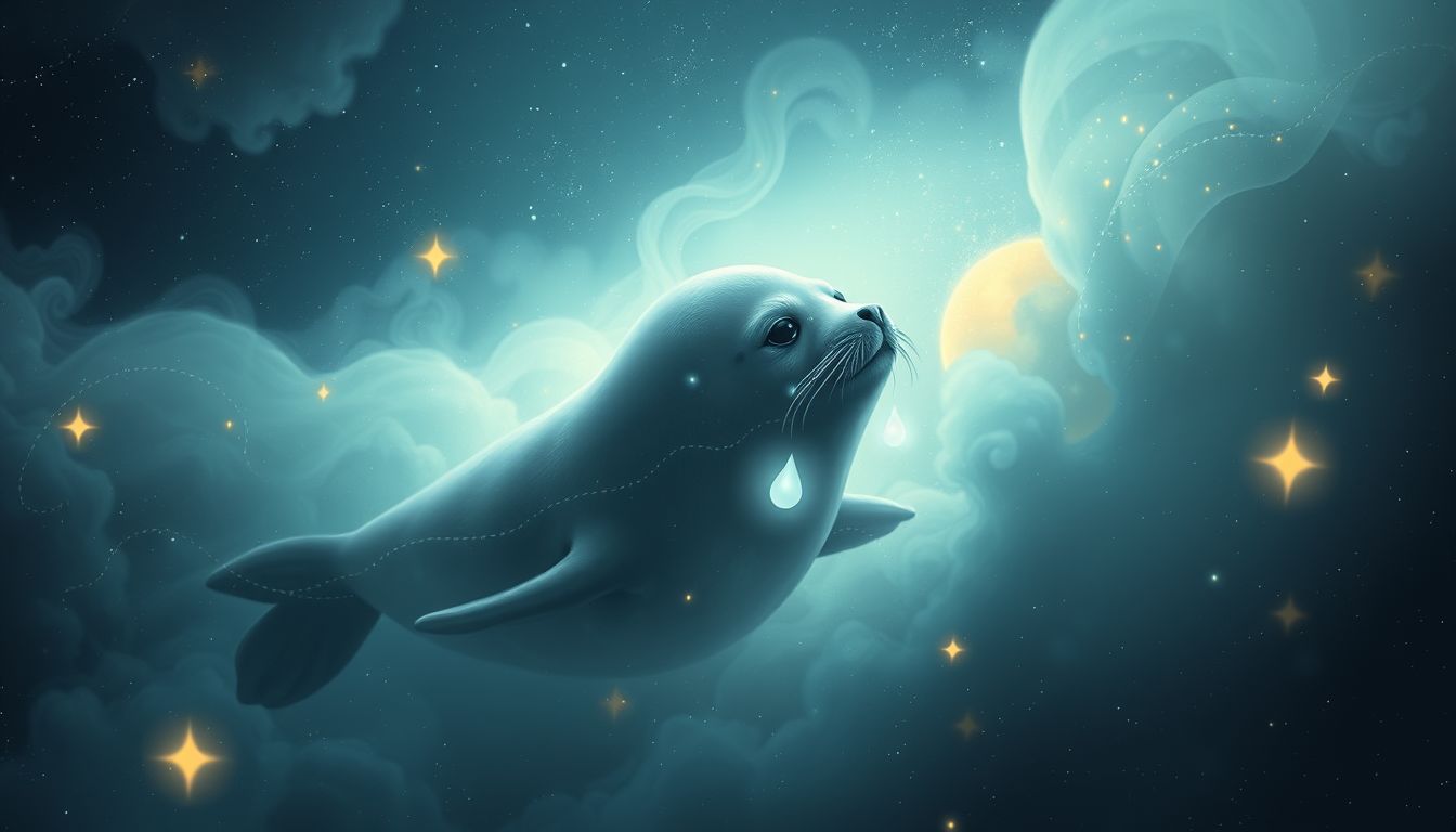 Eine weinende Robbe symbolisiert verborgene Emotionen und Heilung.