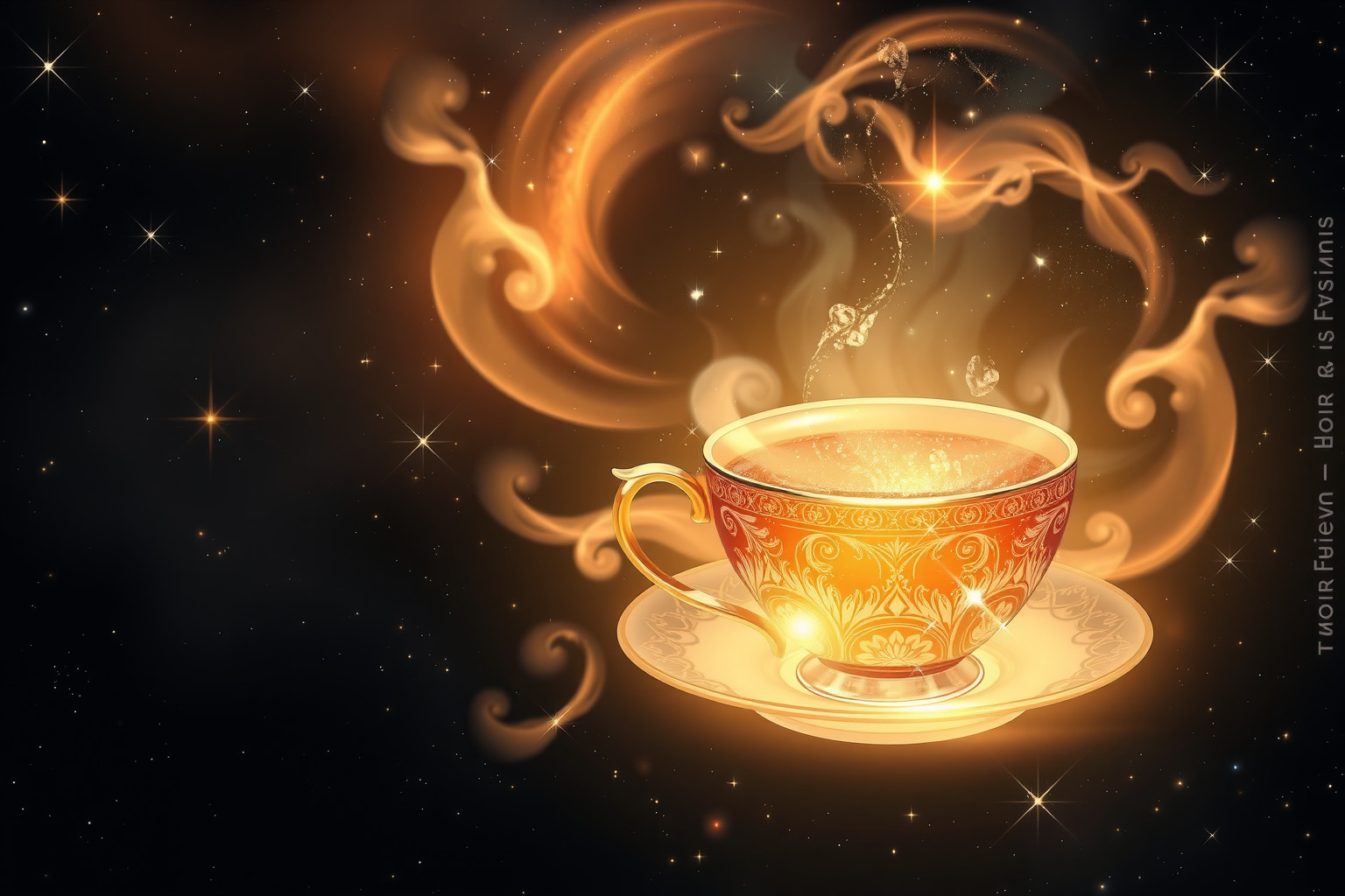 Eine volle Teetasse symbolisiert Fülle und bevorstehendes Glück.