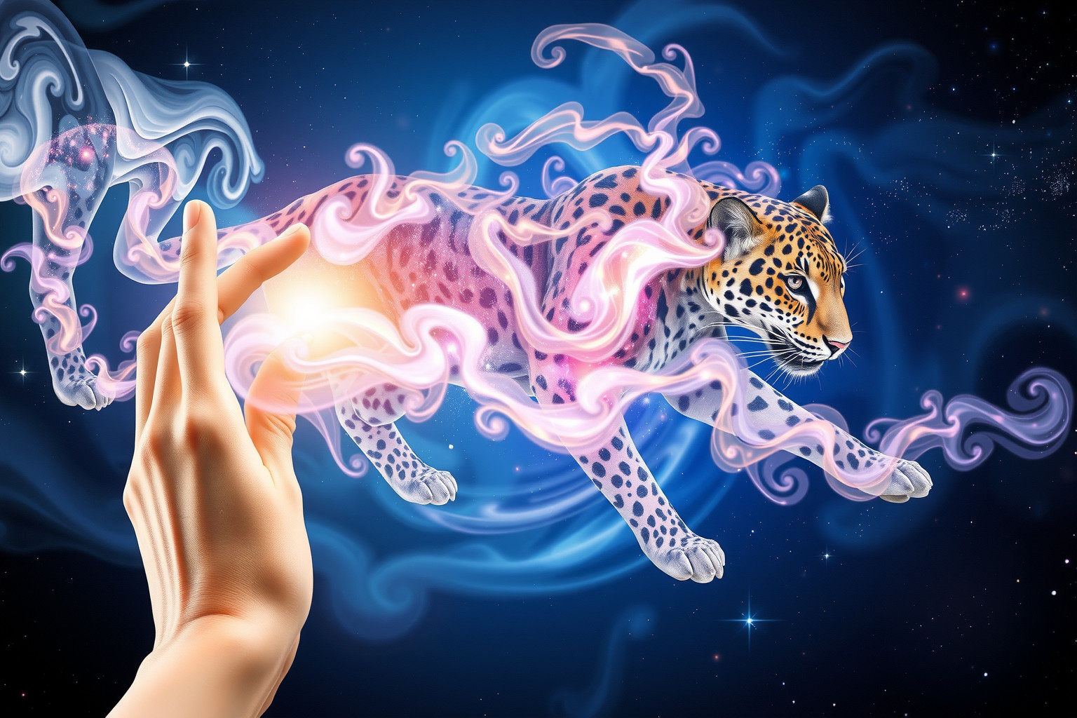 Einen Leoparden streicheln symbolisiert mutige Selbstakzeptanz im Traum.