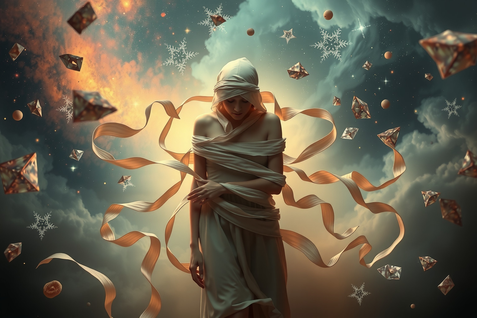 Gefangen in Zwangsjacke symbolisiert Verlust persönlicher Freiheit und Identität.