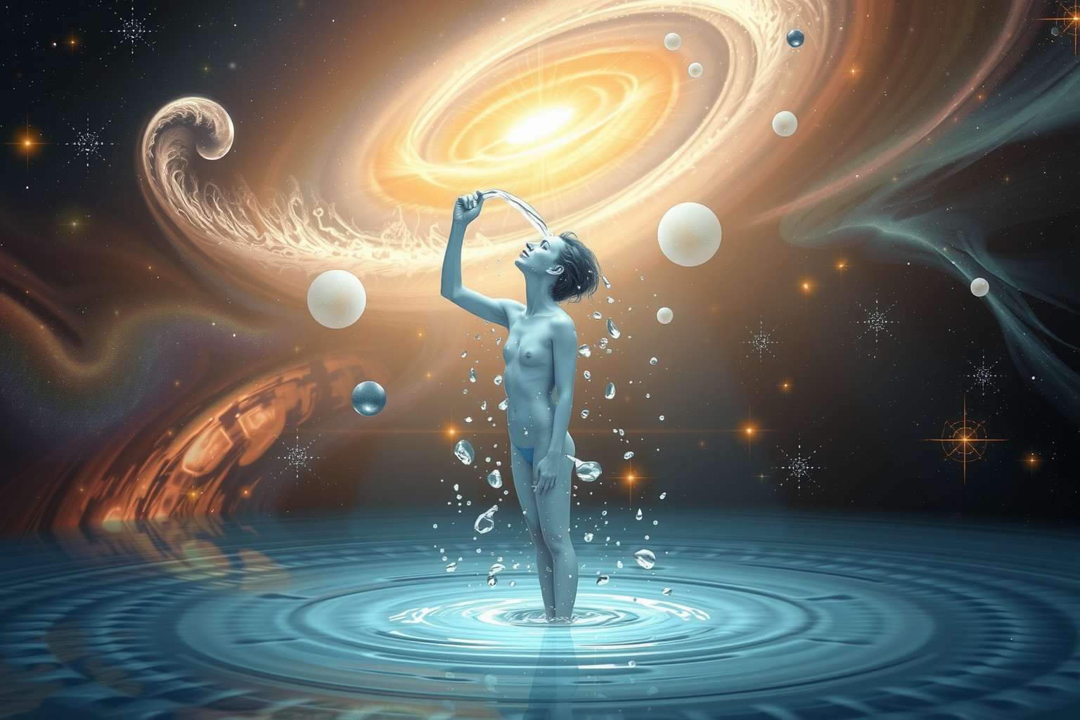 Wasser über sich gießen symbolisiert Traumreinigung und Neubeginn.