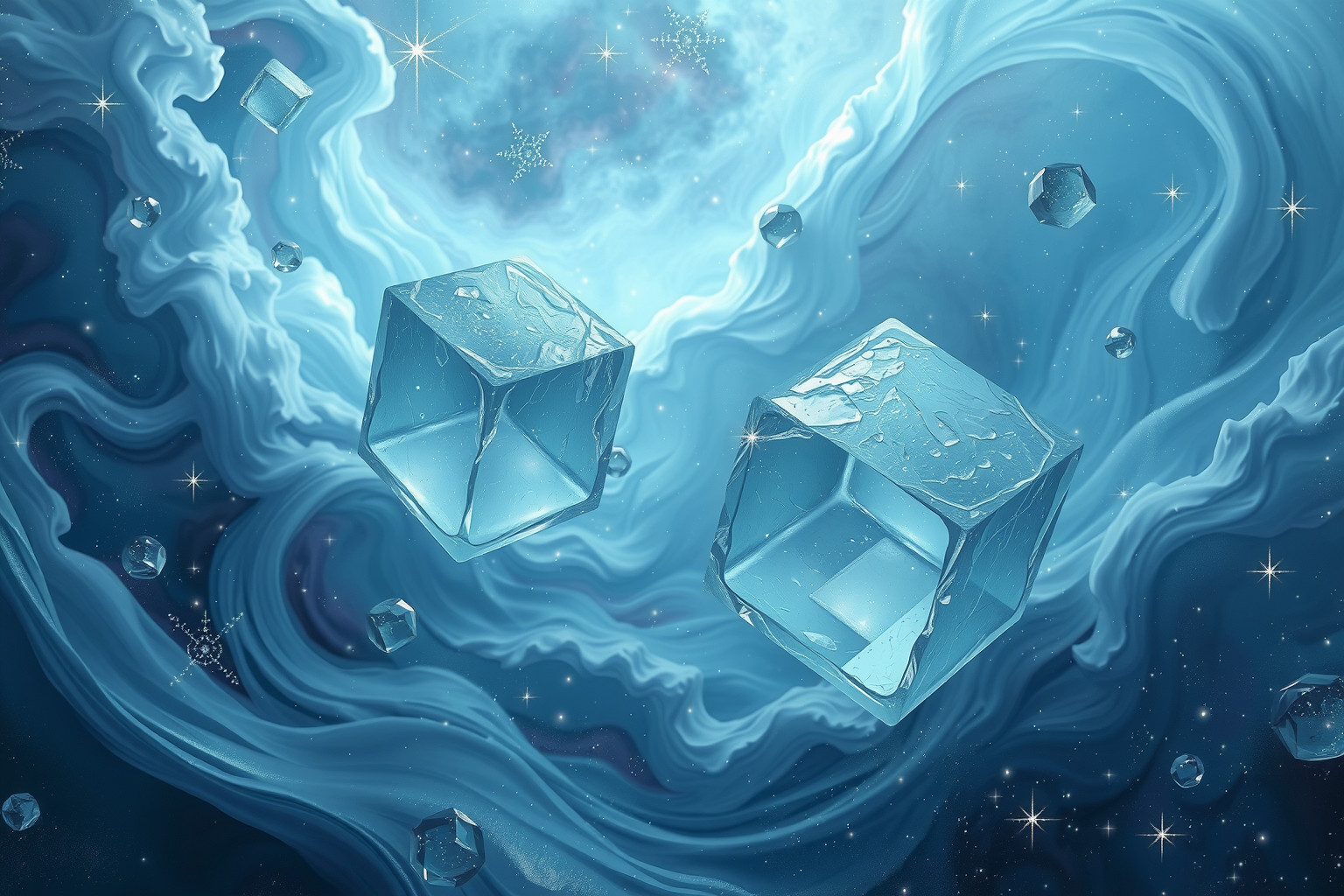 Große Eiswürfel symbolisieren starke emotionale Abkühlung im Traum.