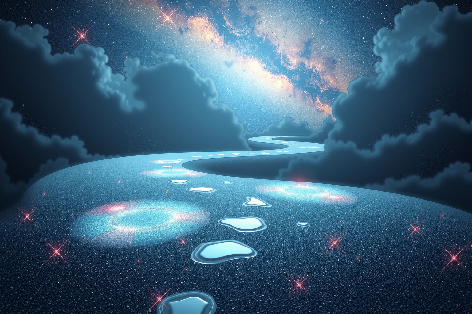 Regenpfützen symbolisieren oft unerwartete Hindernisse im Lebensweg.