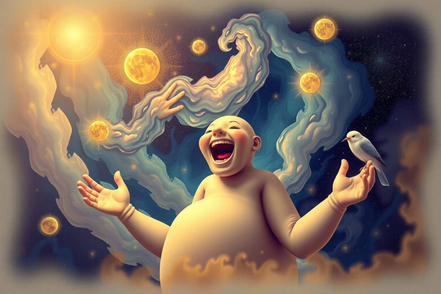 Der lachende Riese symbolisiert Freiheit durch Akzeptanz des Absurden.