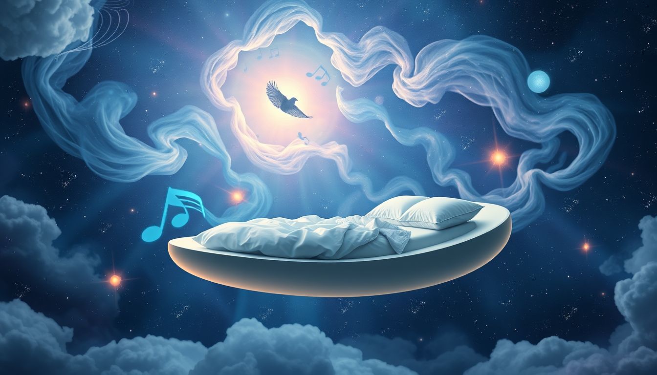 Ruhebett-Traum symbolisiert Entspannung und Harmonie durch Musikgenuss.