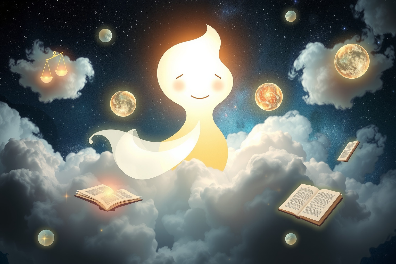 Ein lächelnder Buchprüfer symbolisiert Klarheit und positive Kontrolle.