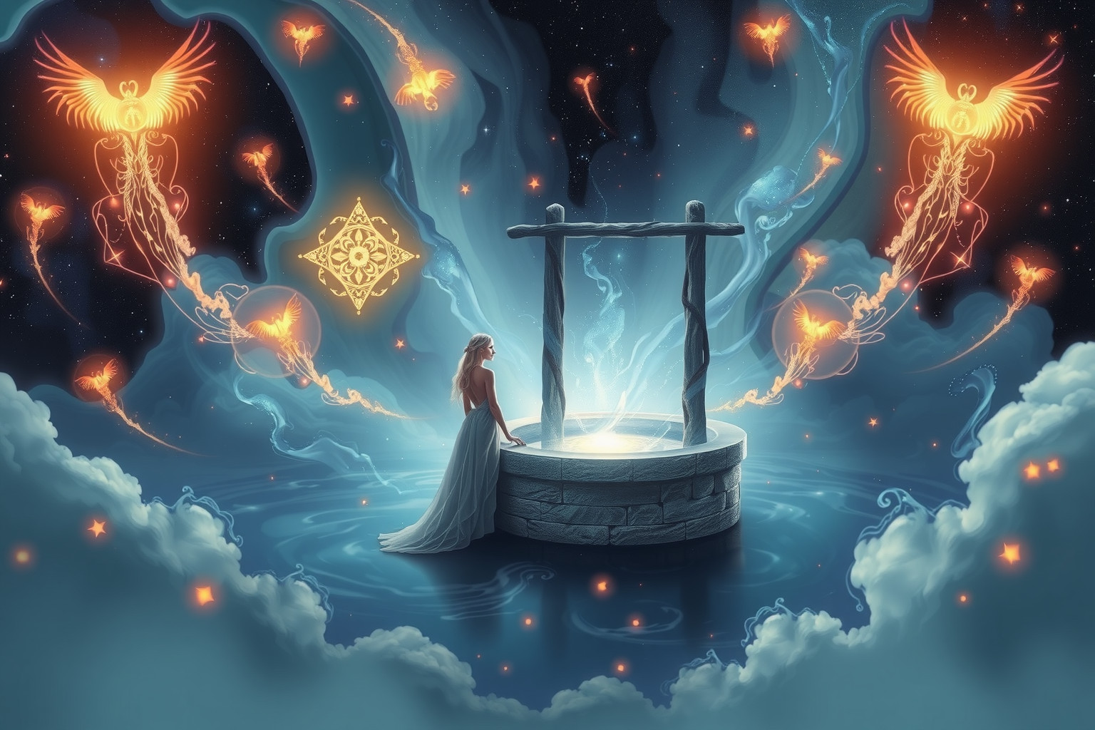 Die Norne am Brunnen Urdars symbolisiert Schicksalsfäden und Weisheit.