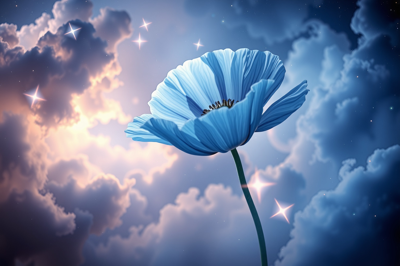 Eine blaue Mohnblume symbolisiert oft unerfüllte Sehnsüchte im Traum.