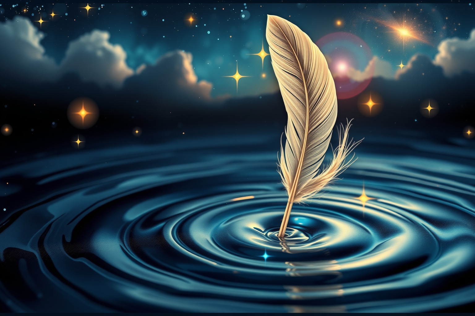 Das Eintauchen der Reißfeder symbolisiert kreative Inspiration und Ausdruck.