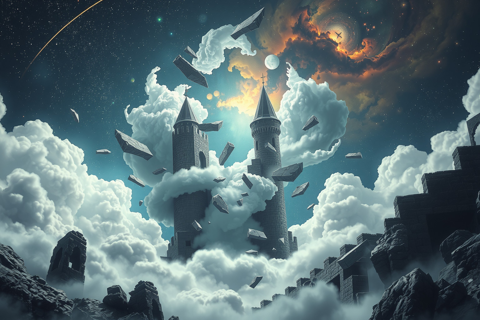 Eine zerstörte Zitadelle symbolisiert innere Schwäche und Verlustängste.