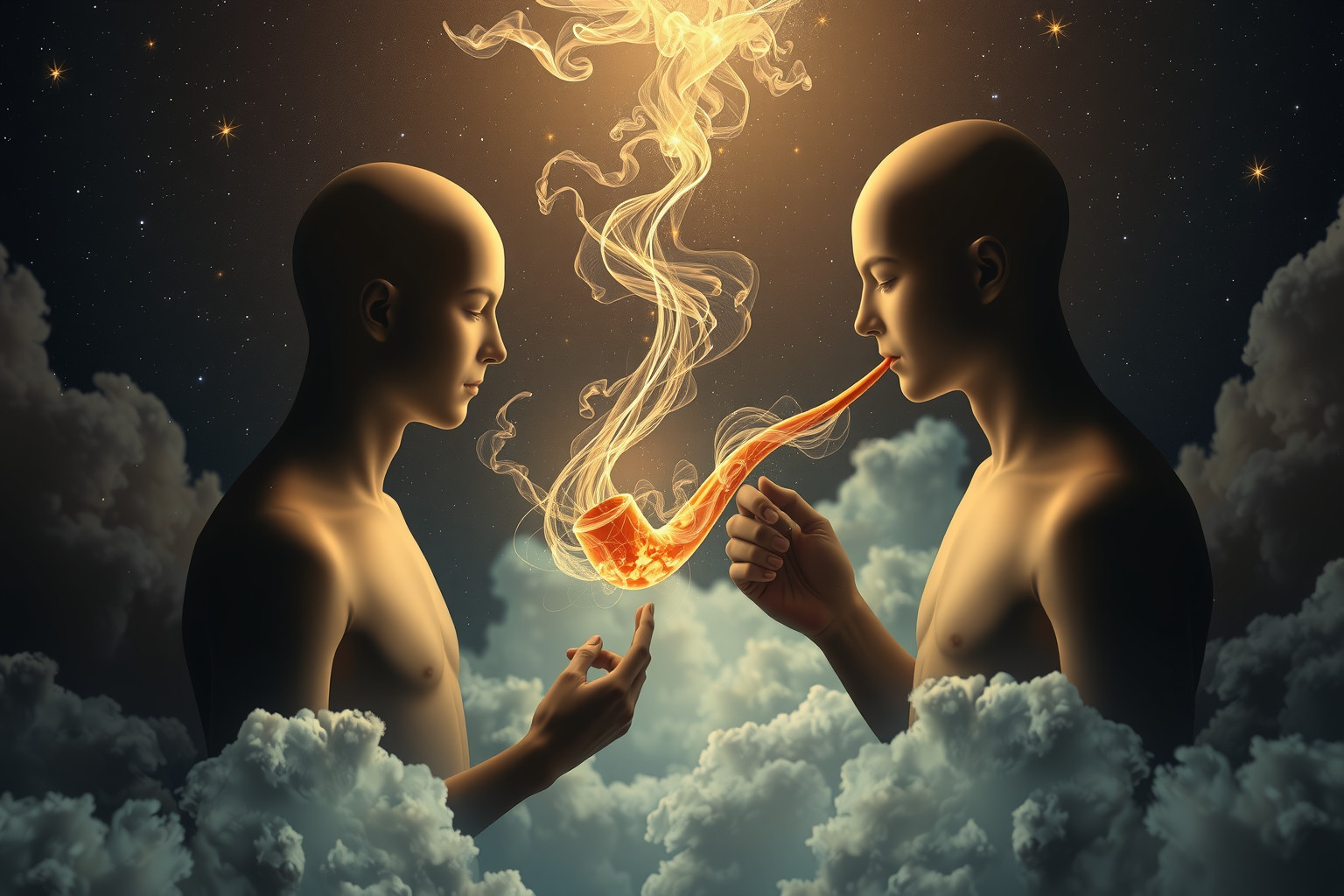 Das gemeinsame Pfeiferauchen symbolisiert tiefe verborgene Verbindungen im Traum.