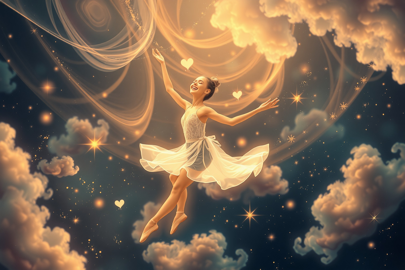 Eine lachende Ballettdame symbolisiert Freude und innere Leichtigkeit.