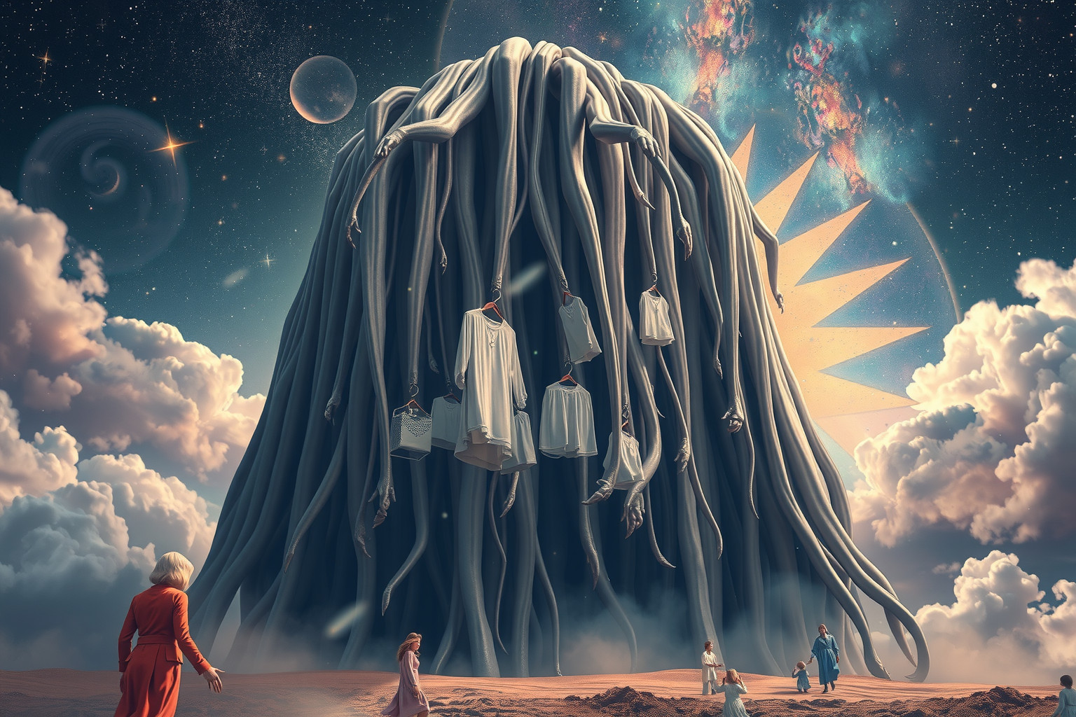 Ein zu großer Garderobenständer symbolisiert Überforderung im Leben.