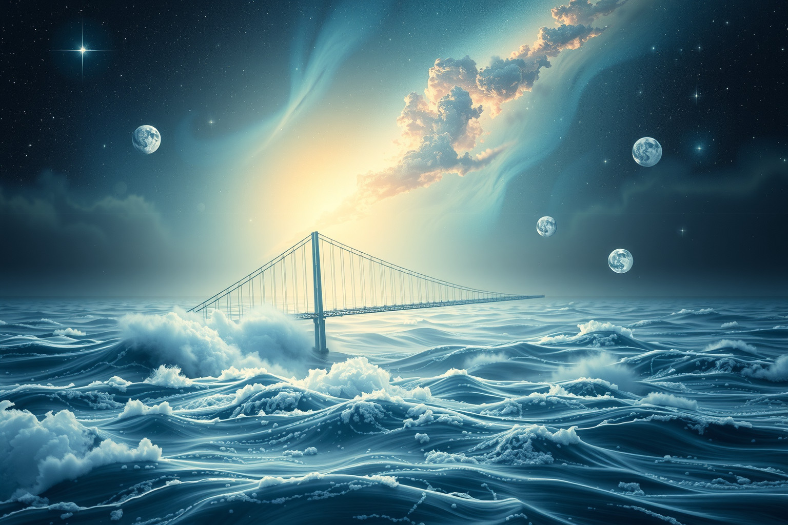 Eine überspülte Kettenbrücke symbolisiert emotionale Blockaden im Traum.