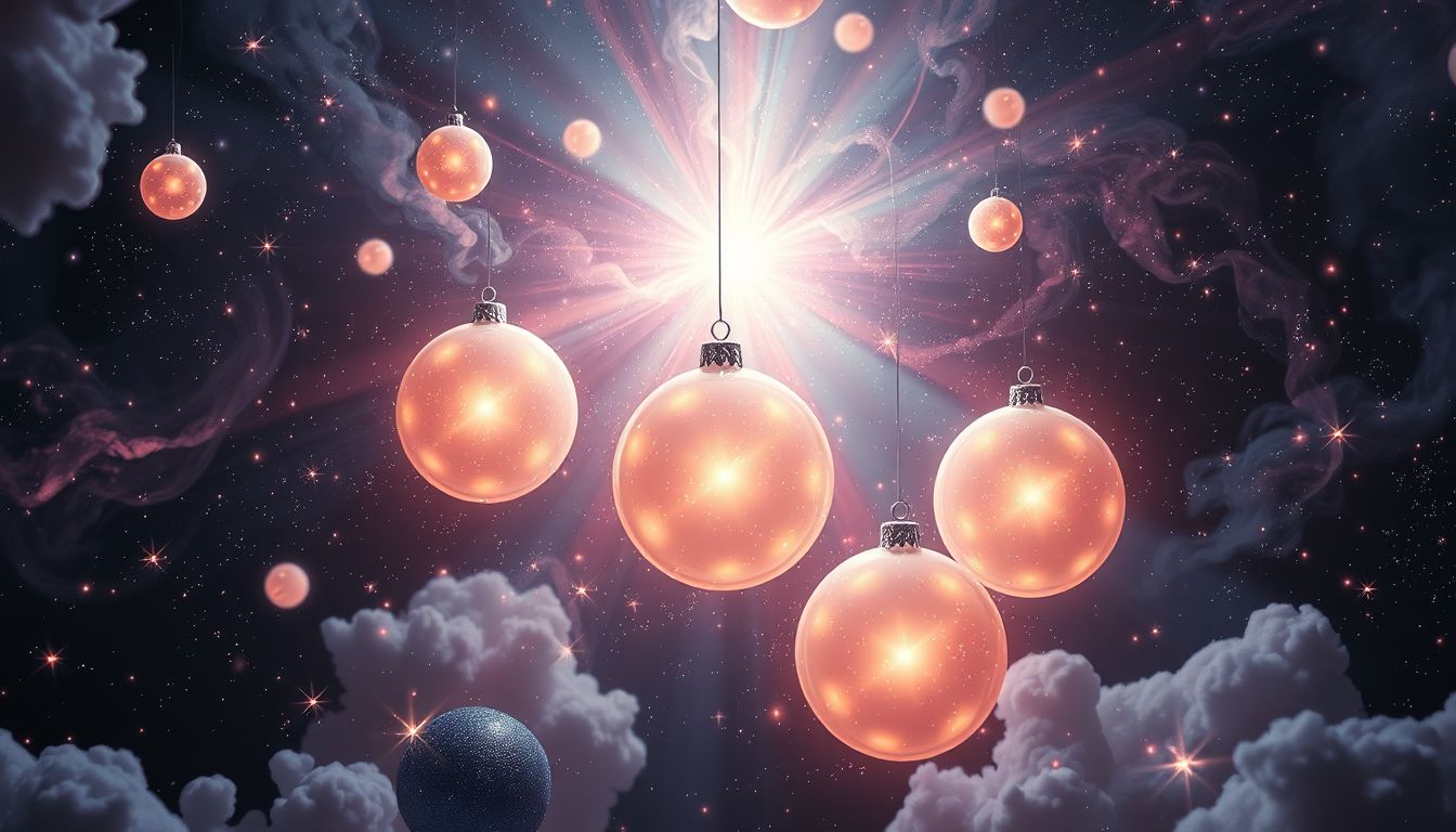 Explodierende Weihnachtskugeln symbolisieren plötzliche emotionale Durchbrüche im Traum.