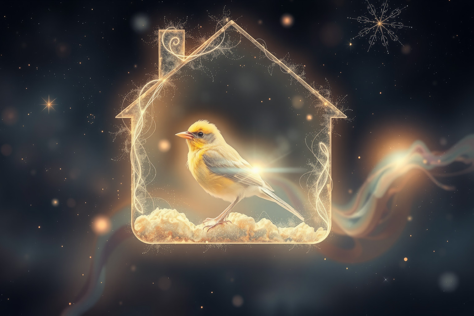 Ein Spottvogel im Haus symbolisiert verborgene Kritik und Unehrlichkeit.