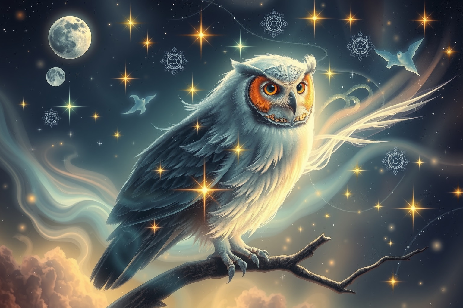Die sprechende Eule symbolisiert tiefe Weisheit und innere Erkenntnis.