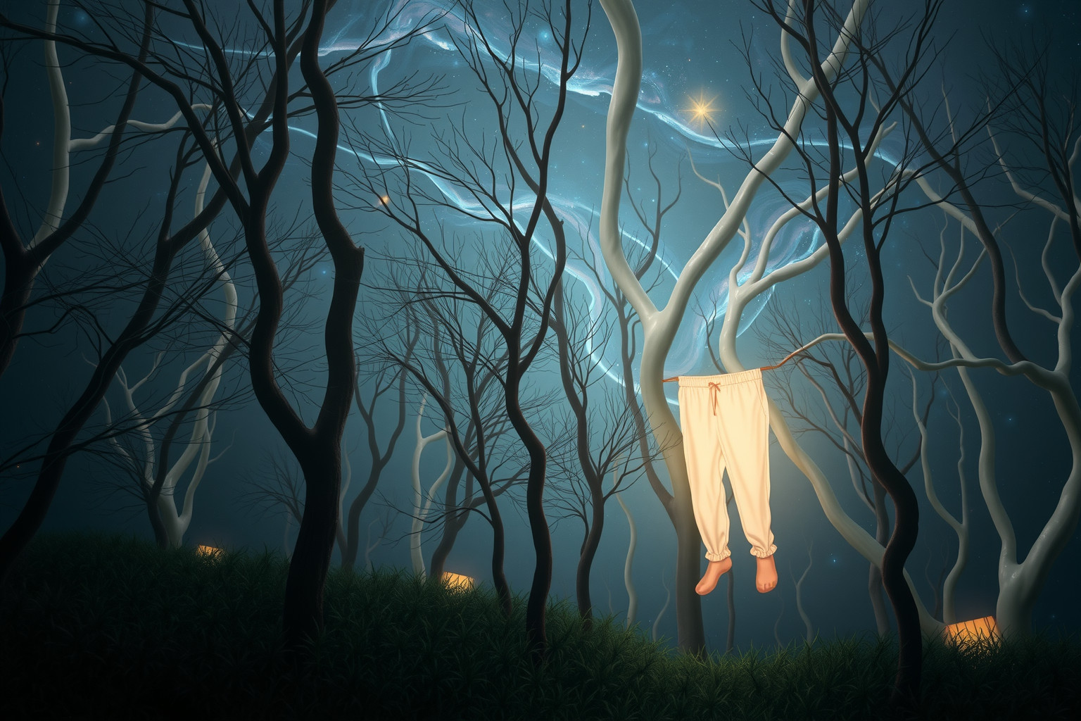 Traum 19 zeigt Knickerbocker im Wald als Symbol für Freiheit.